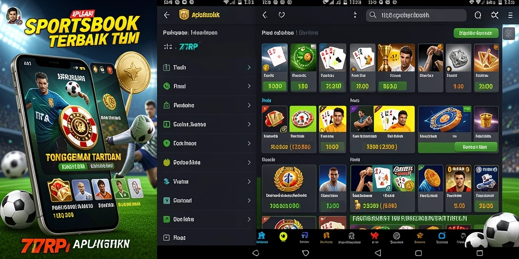 Screenshot gameplay aplikasi Sportsbook 77RP yang menarik.