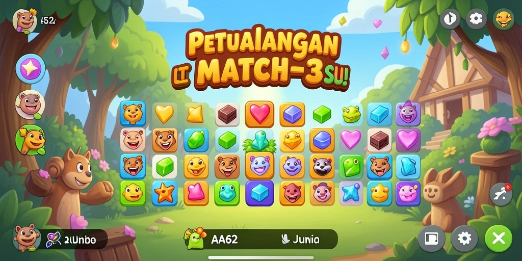 Tampilan gameplay seru dari AA62 yang penuh warna.