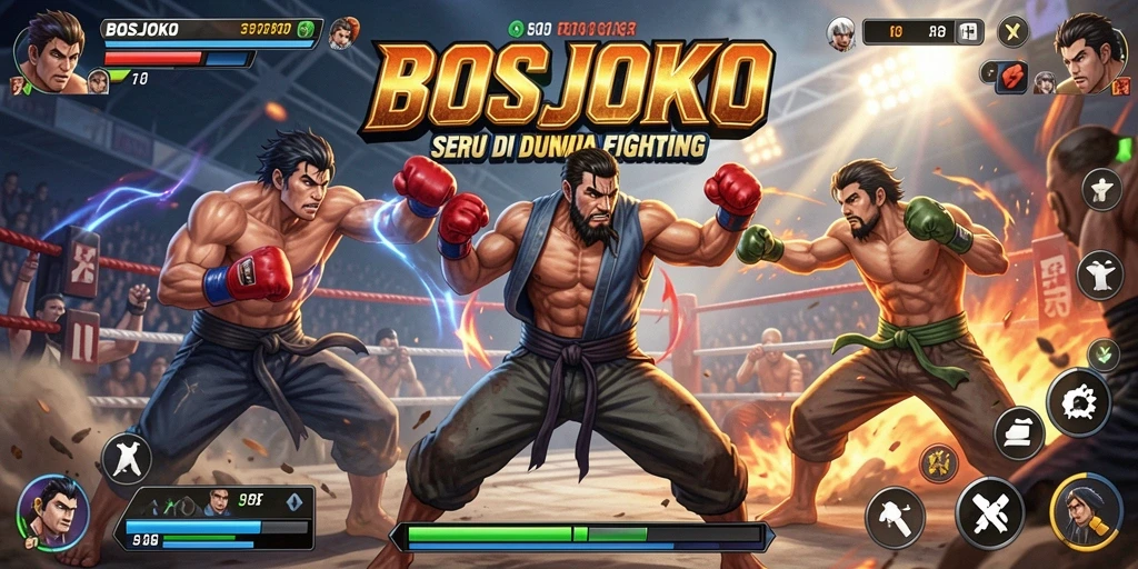 Gameplay <strong>BOSJOKO</strong> yang menegangkan dengan berbagai aksi pertarungan.