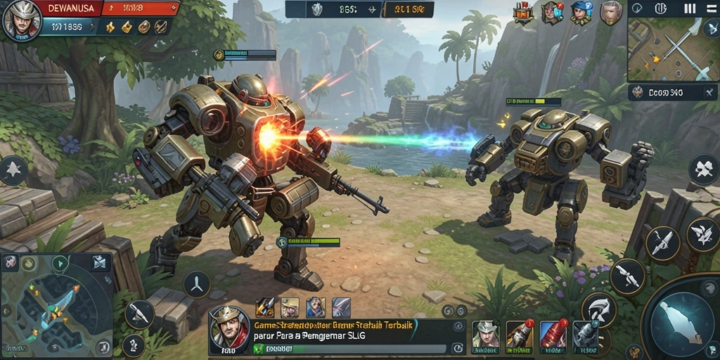 Tangkapan layar gameplay DEWANUSA yang menampilkan aksi strategi epik.
