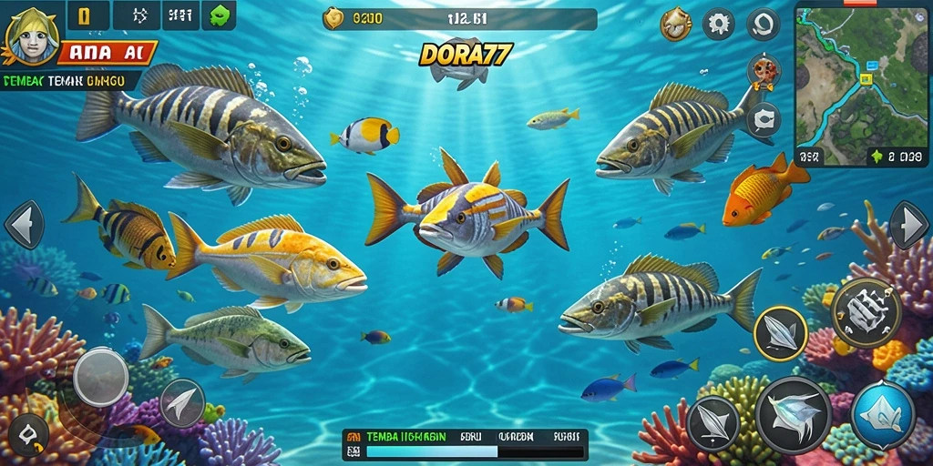 Gameplay penuh aksi menembak ikan di DORA77.