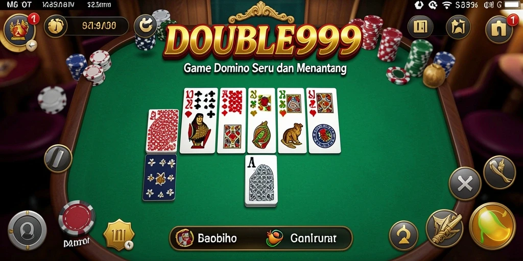 Tampilan gameplay menegangkan di DOUBLE999 dengan aksi domino seru.
