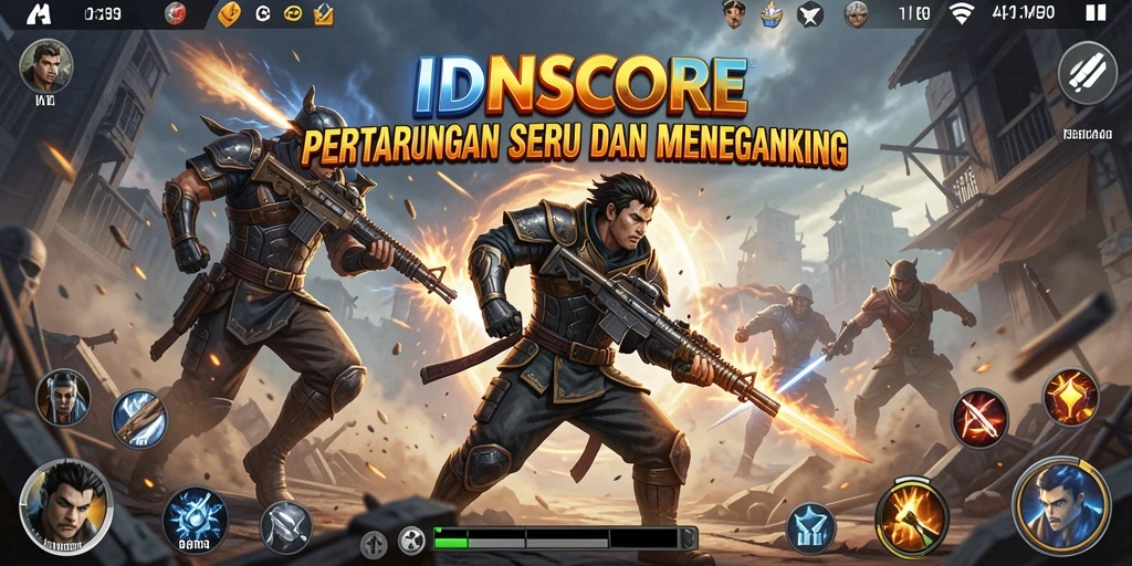 Tampilan gameplay seru dari IDNSCORE yang menampilkan pertarungan epik.