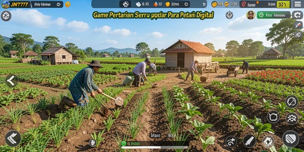 Gameplay JNT777 yang seru dengan aktivitas pertanian.