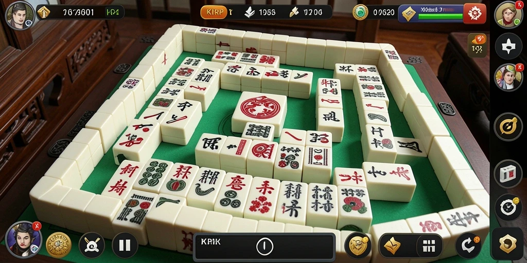 Tampilan gameplay KKRP yang menakjubkan dalam permainan Mahjong.