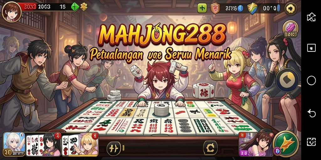 Tampilan gameplay seru MAHJONG288 dengan karakter anime yang menarik.