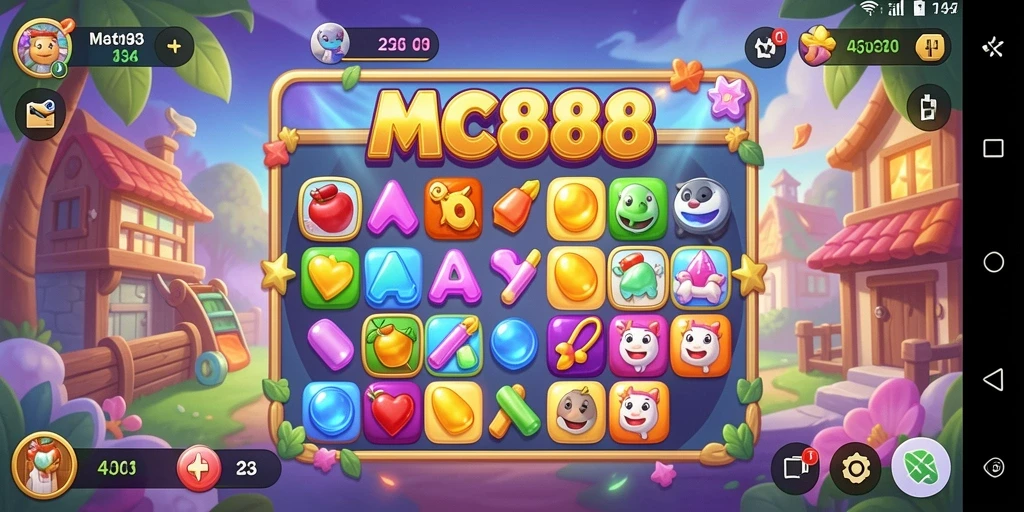 Tampilan gameplay seru di MC888 dengan elemen warna-warni.