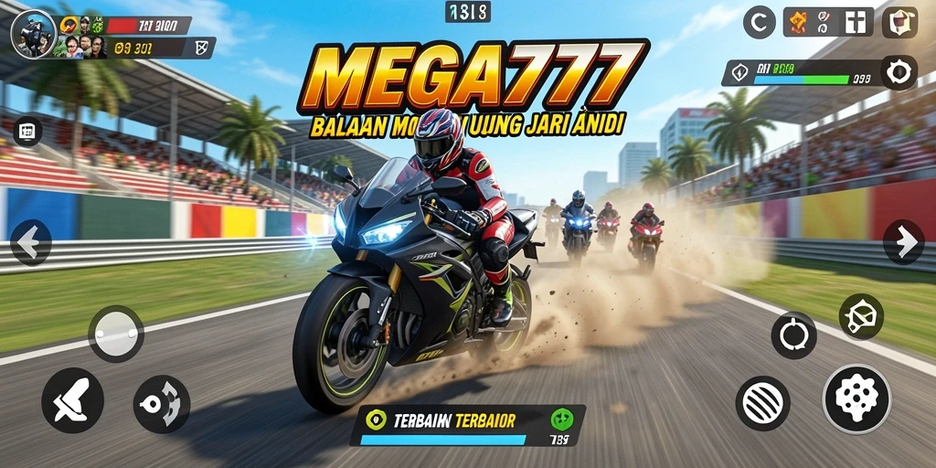 Tampilan gameplay balapan motor yang mendebarkan dalam MEGA777.