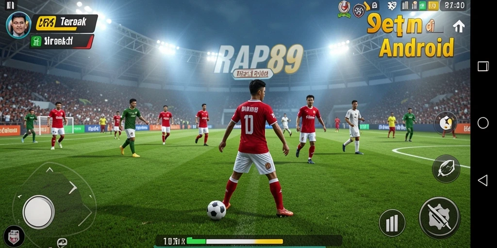 Tampilan permainan <strong>RAP89</strong> yang menampilkan aksi sepak bola seru dan gameplay yang intens.