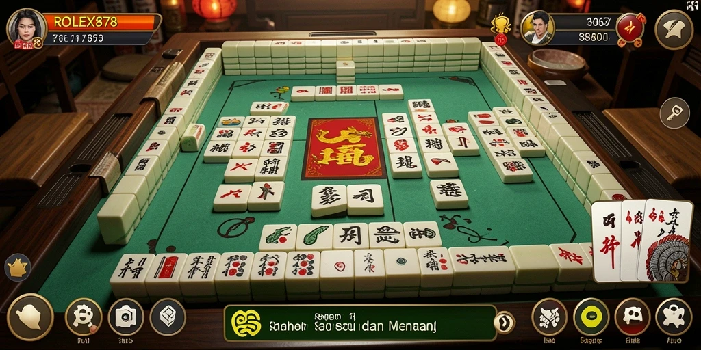 Tampilan gameplay Mahjong yang seru dan menantang di ROLEX878.