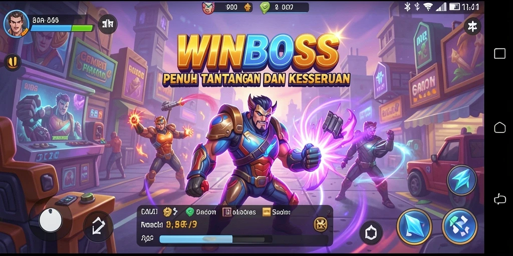 Screenshot gameplay WINBOSS yang menampilkan aksi seru dan tantangan Arcade.